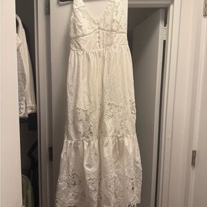 Elegant White Lace Maxi Dress